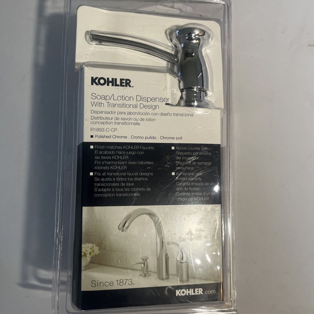 Kohler Soap/Lotion Dispenser Polished Chrome Transitional Design R1893-C-CP